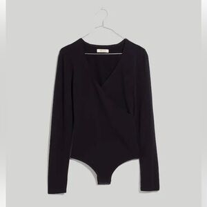 Madewell Wrap Thong Bodysuit, Size M, True Black